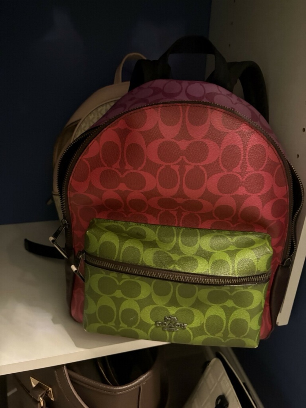 Coach Signature Mini Backpack in Pink, Purple & Green